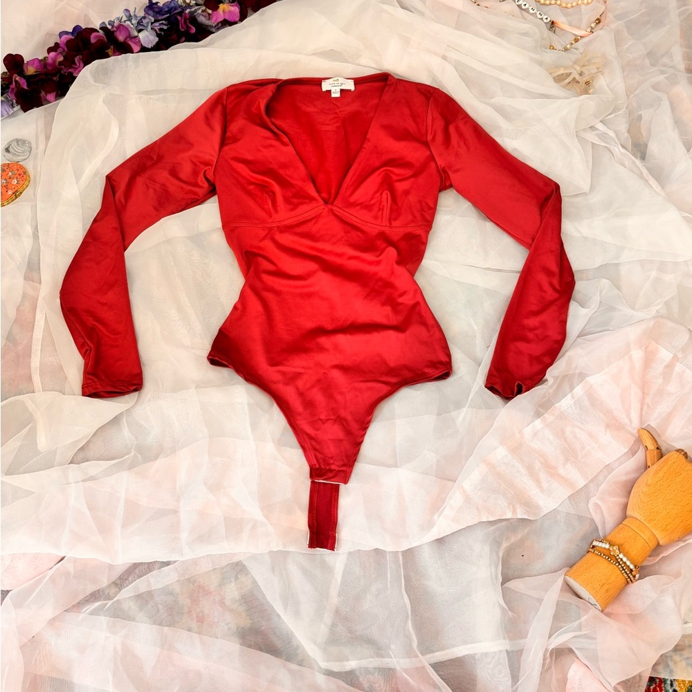 Maroon Long Sleeve Bodysuit